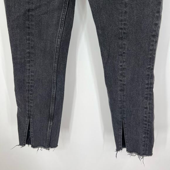 Abercrombie & Fitch Simone High Rise Slim Jeans Black Ankle Slits Raw Hem - Picture 4 of 7